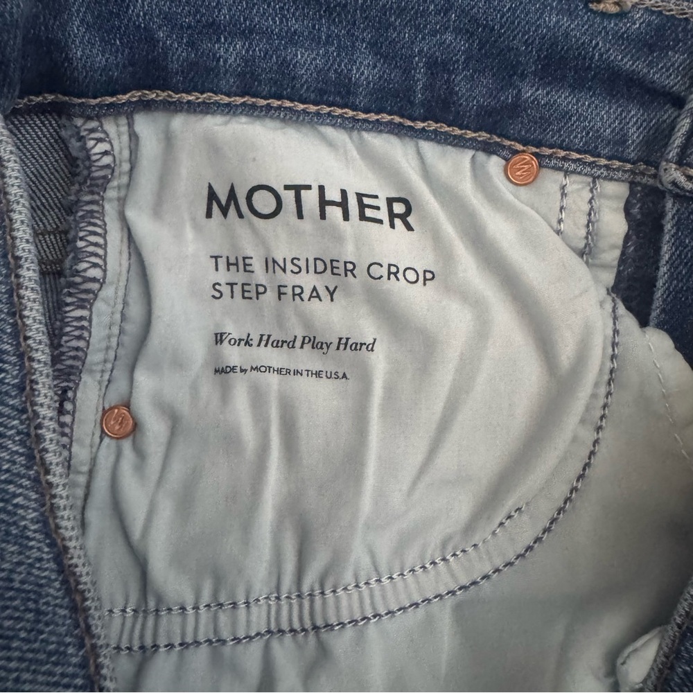 MOTHER The Insider Crop Step Fray Jeans Work Hard Play Hard Size 25 - Picture 10 of 12